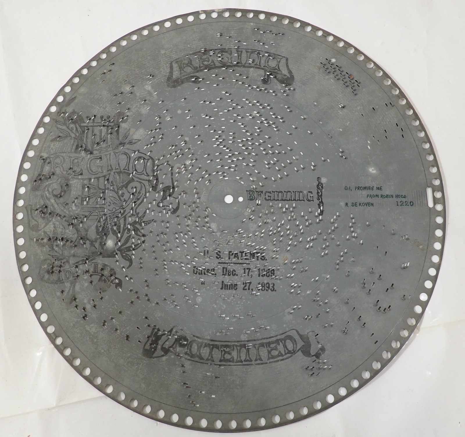 12 Regina Music Box Discs: Apprx 15 1/2" in diameter. Shipping available