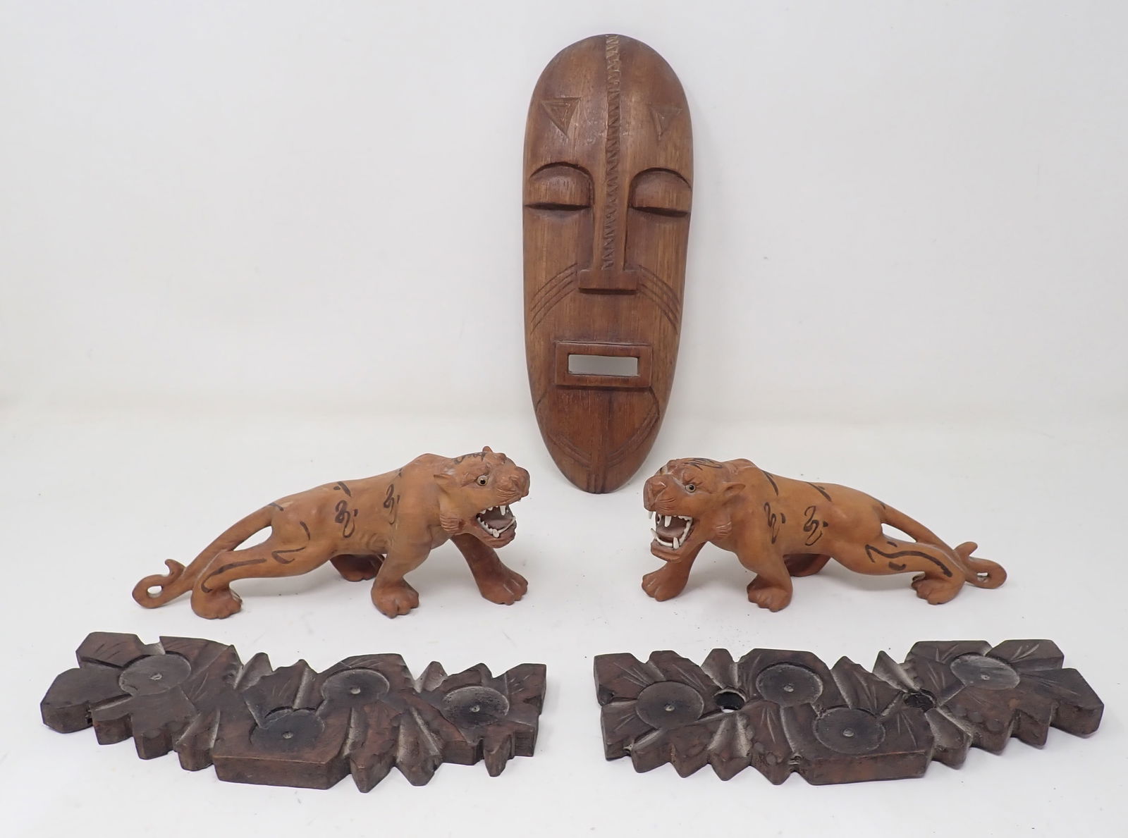 Wood Carved Tigers Mask & Misc (1 of 4)