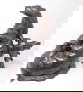 1995 David H. Turner Pair of Otters w/ Fish Bronze Sculpture