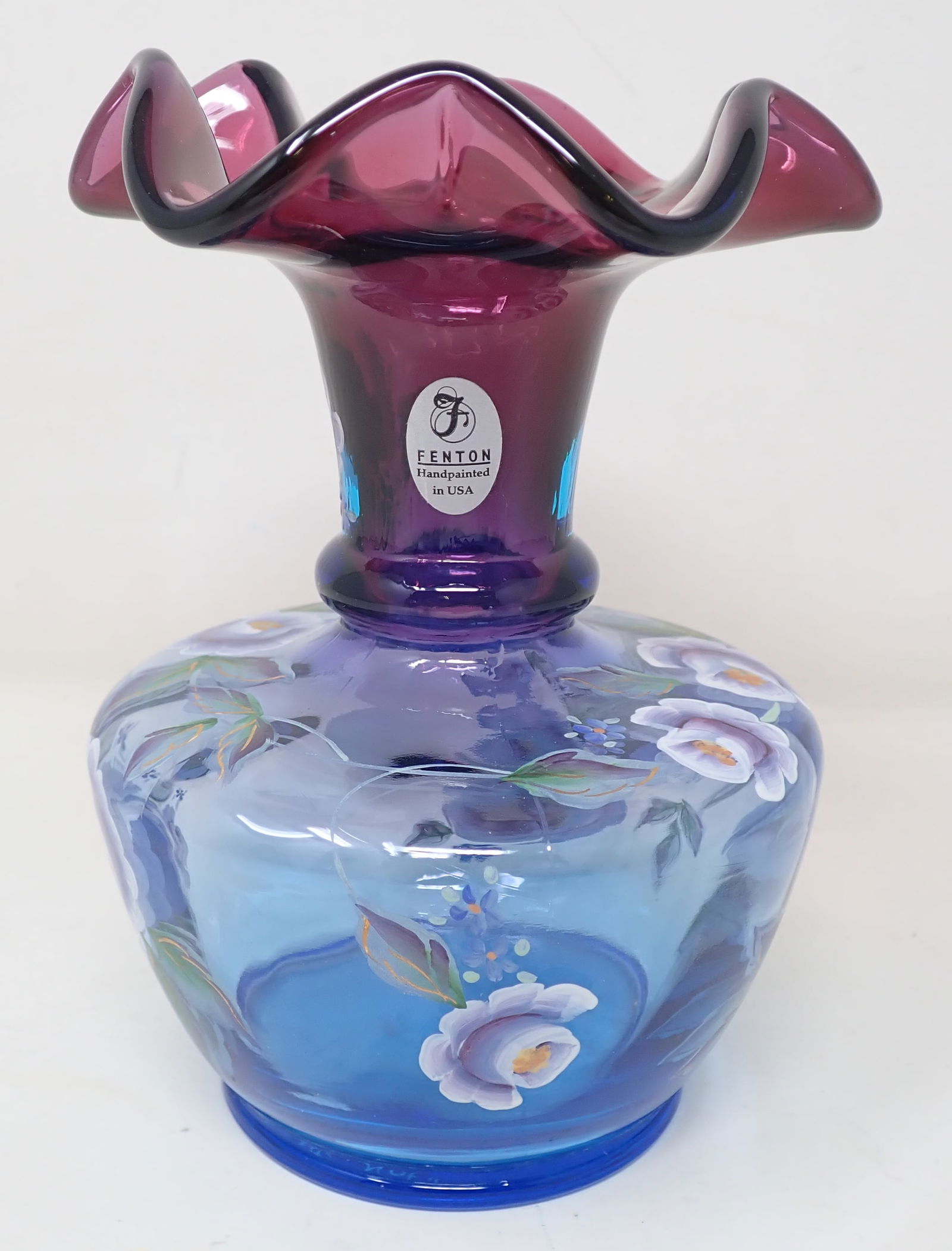 Rose & Forget Me Not Fenton Vase by S. Davis (1 of 4)