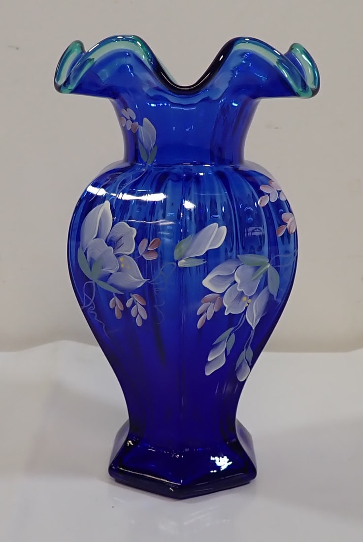 Hand Painted Fenton Vase by D. Wright (1 of 5)