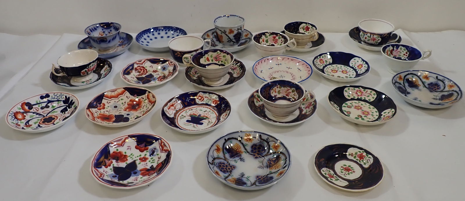 Gaudy Welsh Cups Saucers & Flow Blue Dish (1 of 7)