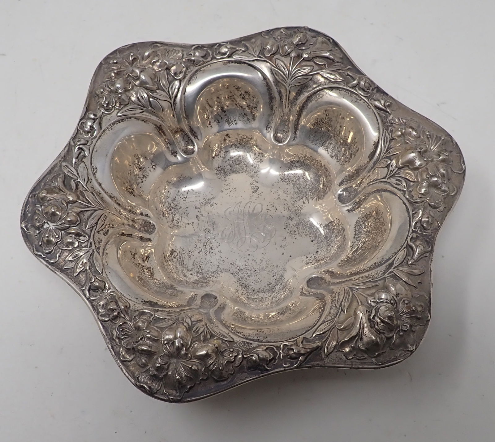 Sterling Silver Repousse Candy Dish (1 of 4)