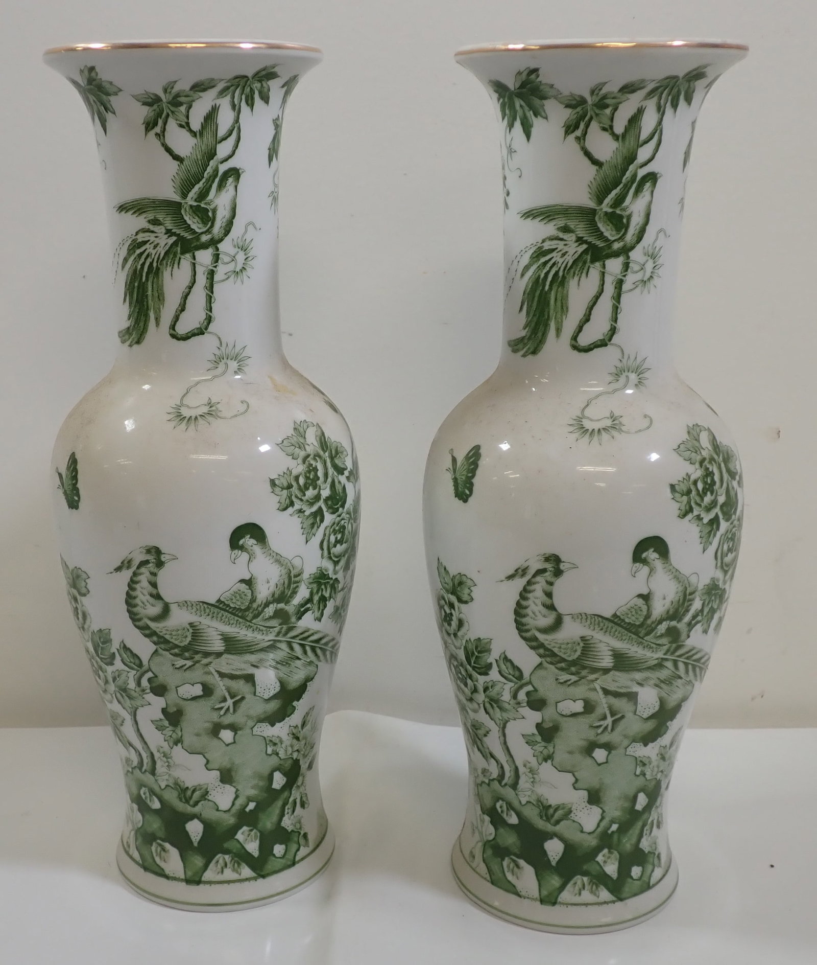 Japanese Porcelain Decorative Vases w/ Birds: Apprx 5" in diameter and 14 3/4" tall. Shipping available ( $25 handling charge).