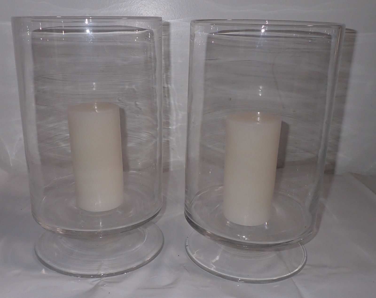 Hurricane Lamps: Approx 7 3/4" in diameter and 13 1/2" tall. No in house shipping