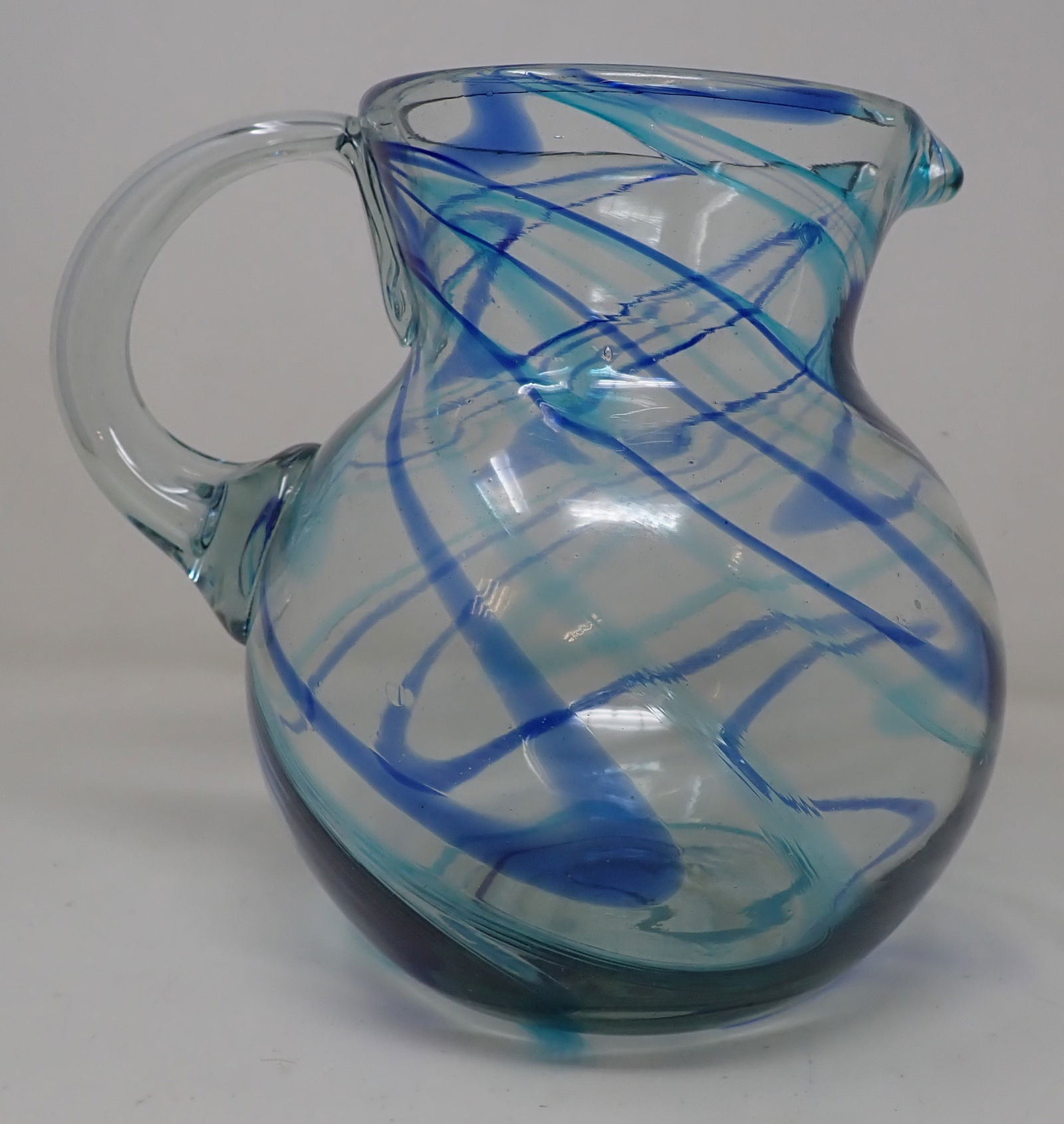 Blown Art Glass Pitcher w/ Applied Handle (1 of 3)