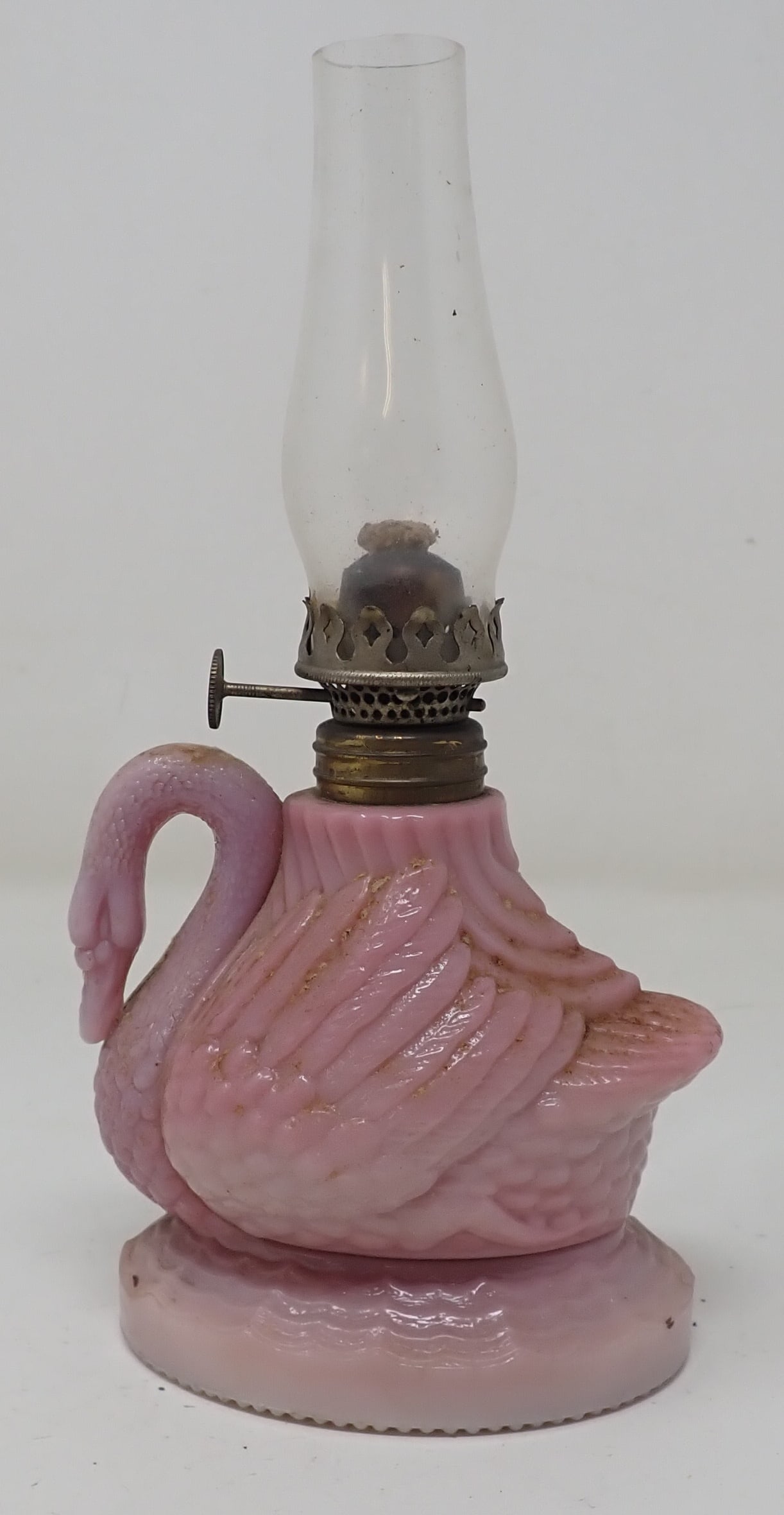 Opaque Pink Swan Figural Miniature Oil Lamp (1 of 7)