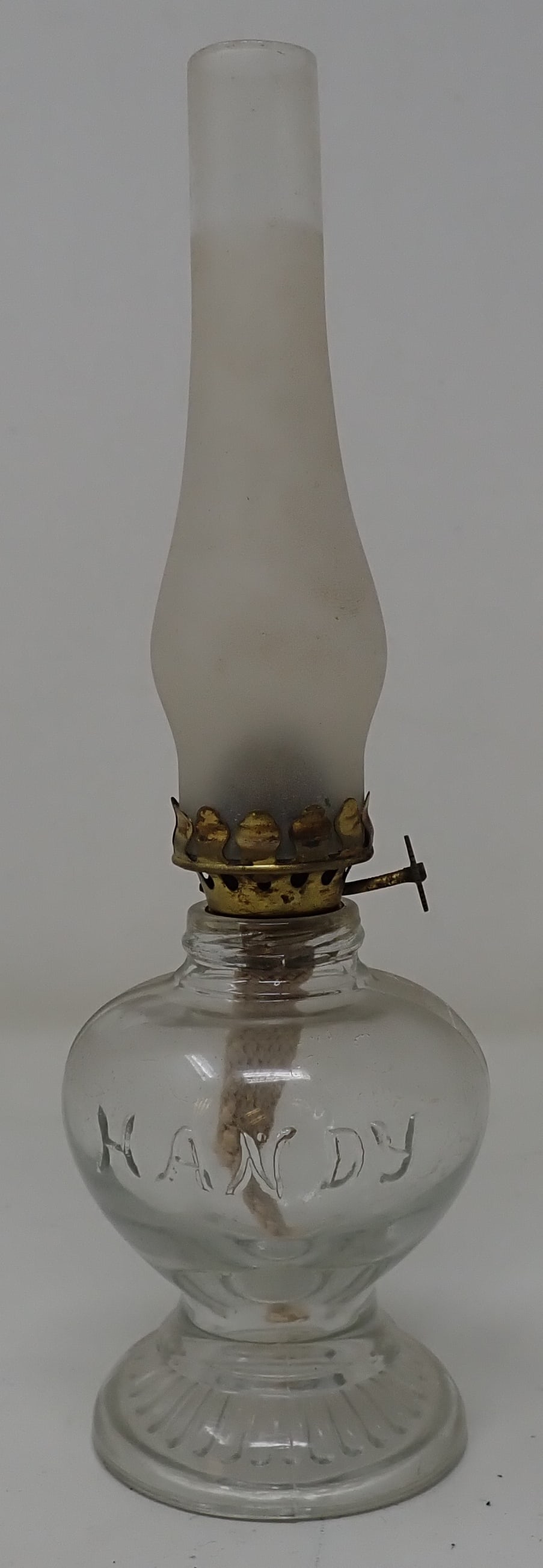 Handy Miniature Oil Lamp: Approx 2 1/2" in diameter and 8 1/2" tall. Shipping available