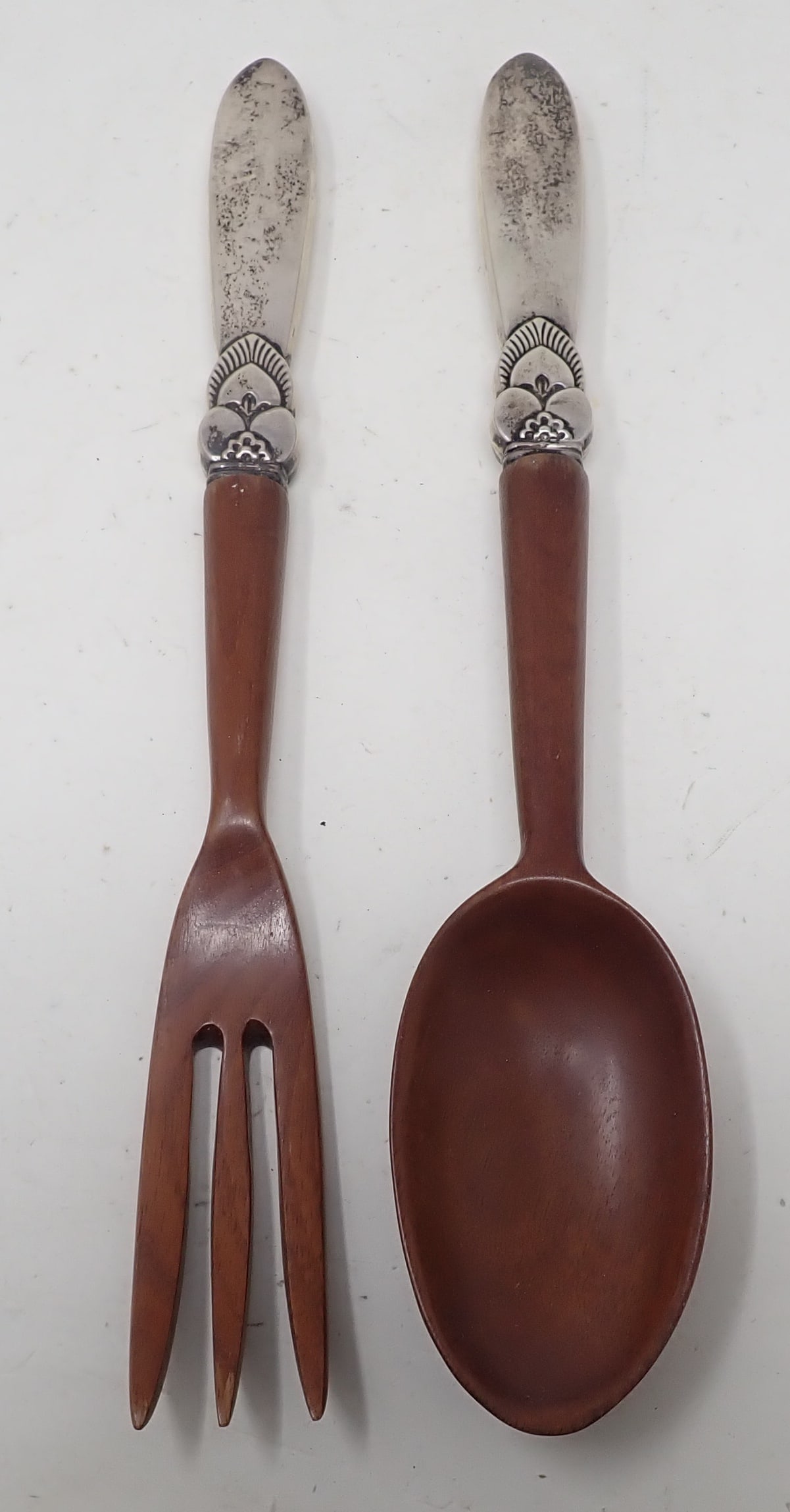 Salad Spoon & Forks w/ Sterling Silver Handles (1 of 4)