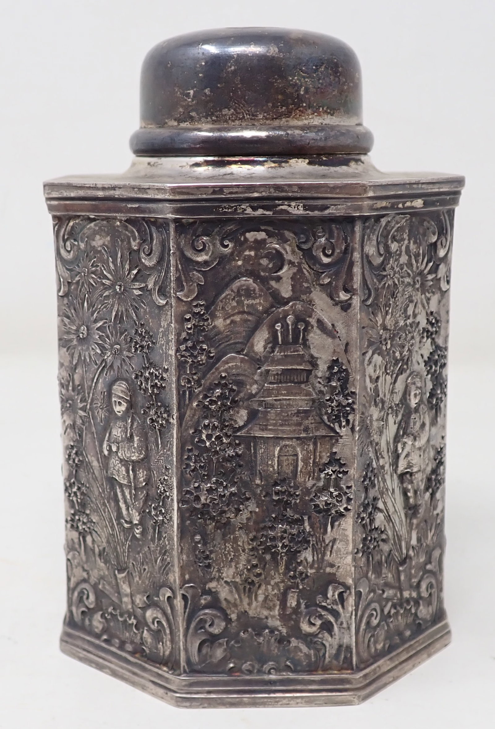 Silverplate Tobacco Jar: Approx 4 3/4" tall. Shipping available