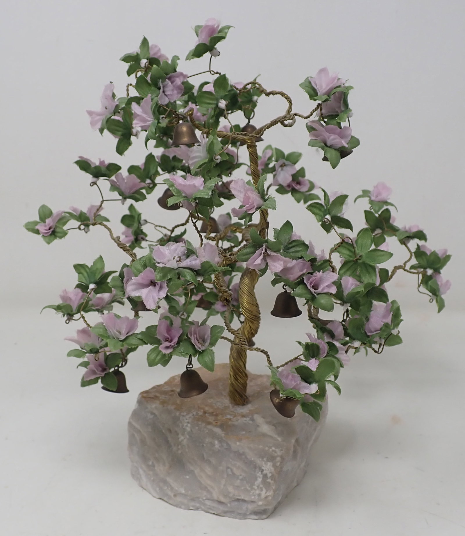Brass Bonzai Style Tree: Trunk & Limbs are brass. Base is stone. Approx 9 1/2" tall. No in house shipping
