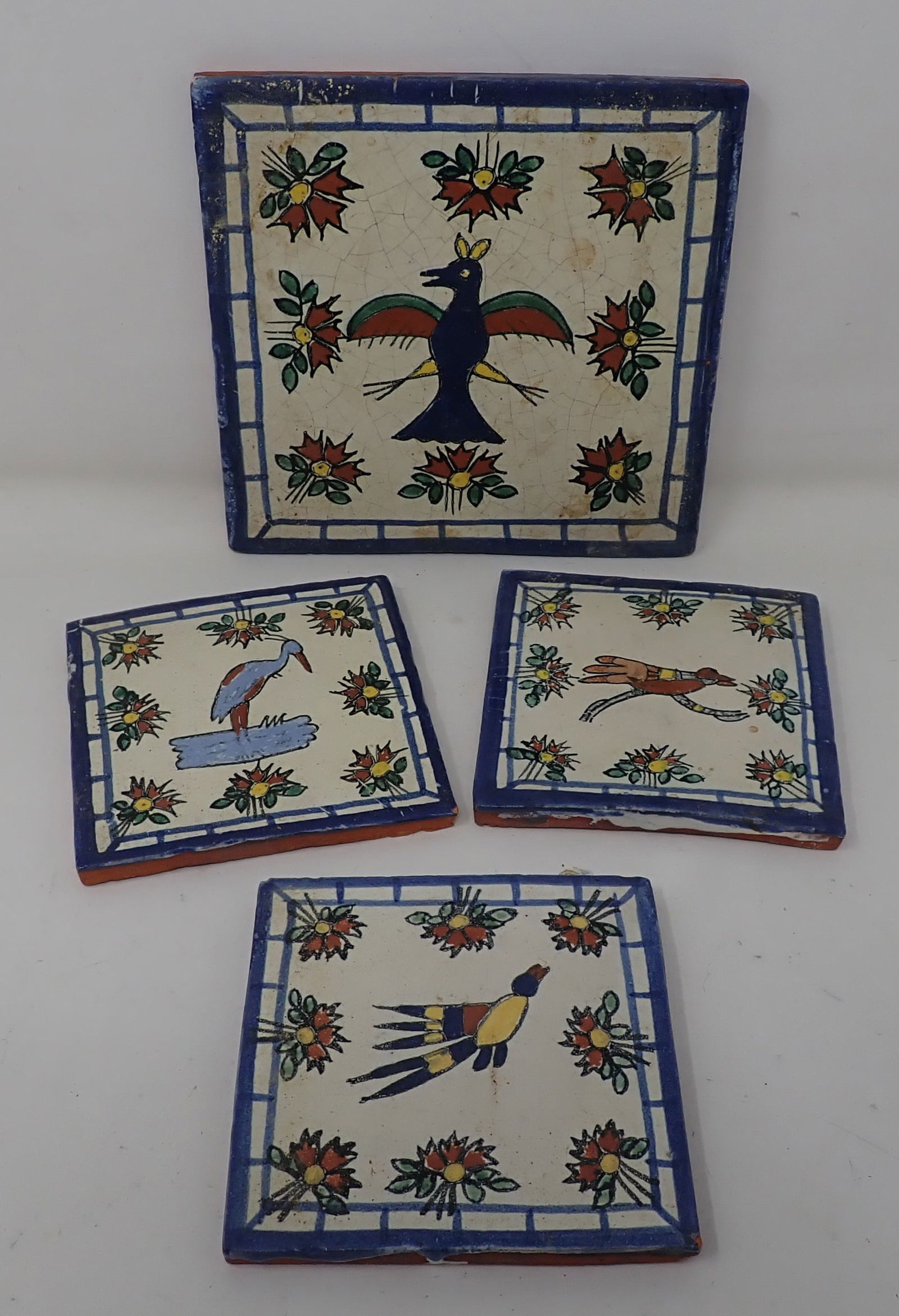 Bird Tiles: Largest is apprx 6 1/8" x 6 1/8". Shipping available
