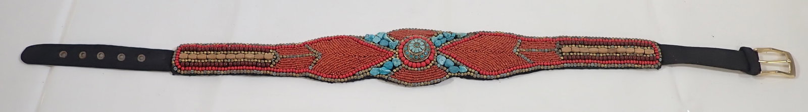 Tibetan Beaded Belt: Approx 3 1/2" x 38 3/4". Shipping available