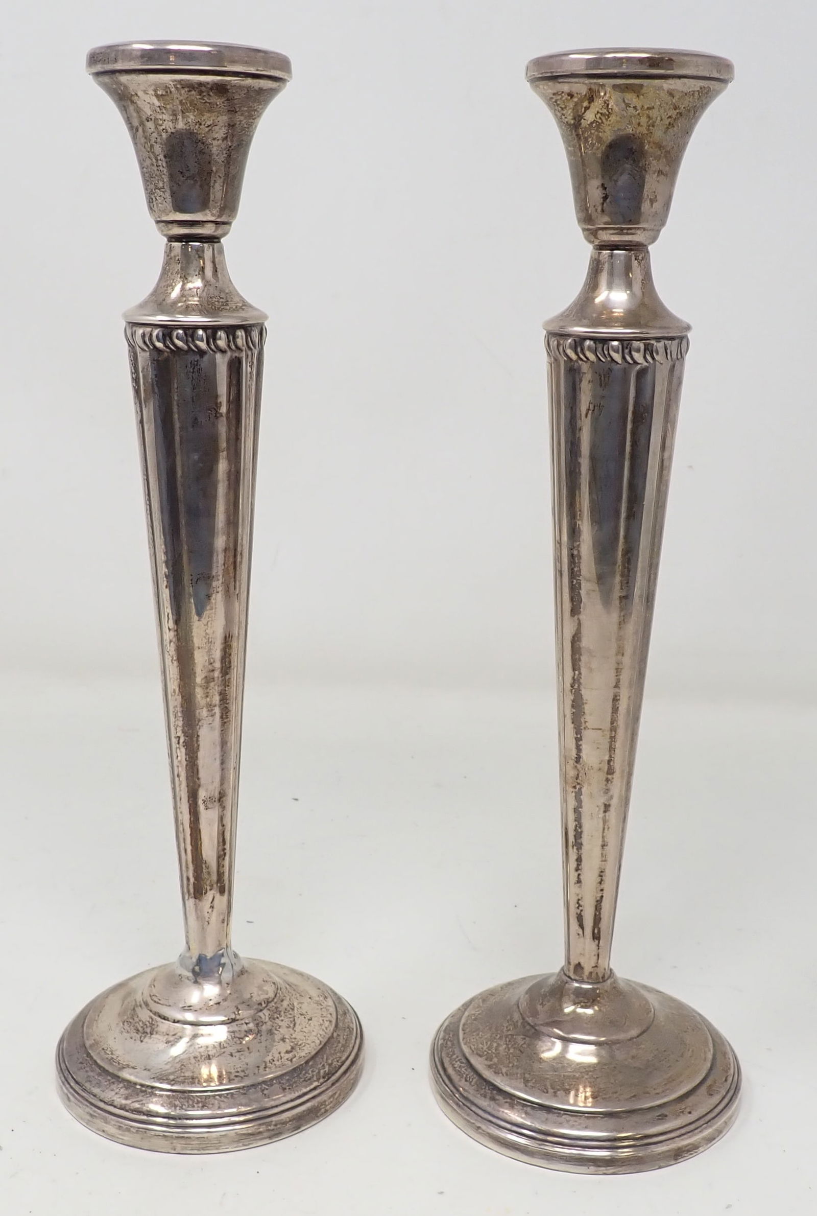 Sterling Silver Candlesticks: Approx 10 1/4" tall. These are weighted and weigh approx 780 grams. Shipping available