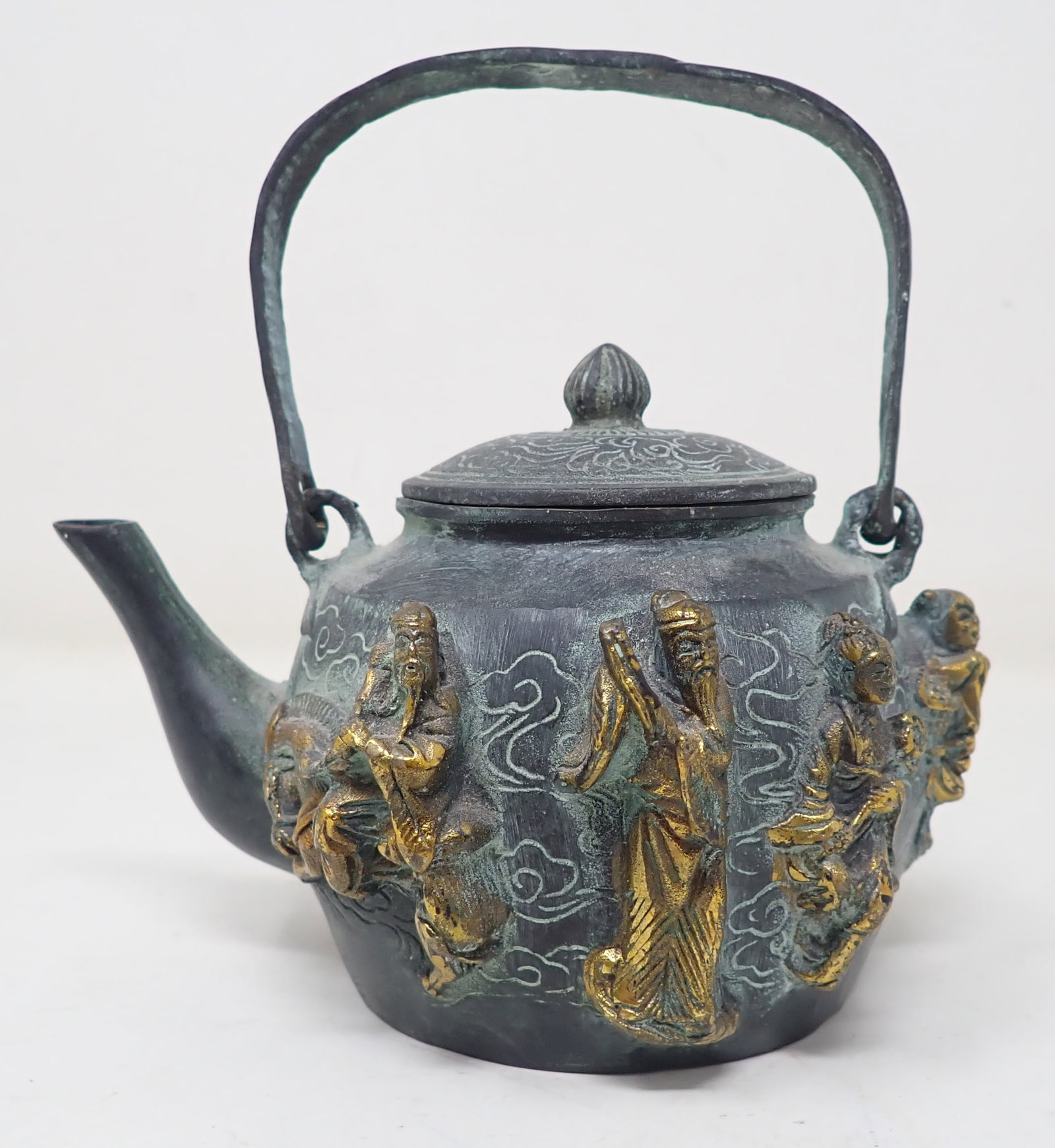 Brass Japanese Figural Teapot: Apprx 3 7/8" tall. Shipping available