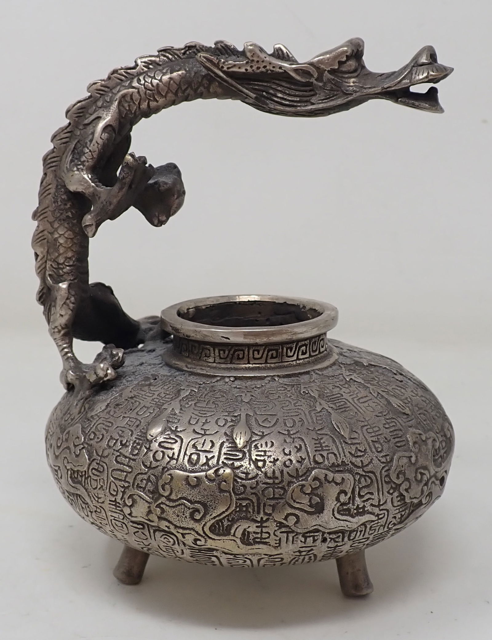 Chinese Silver Dragon Incense Burner (1 of 5)