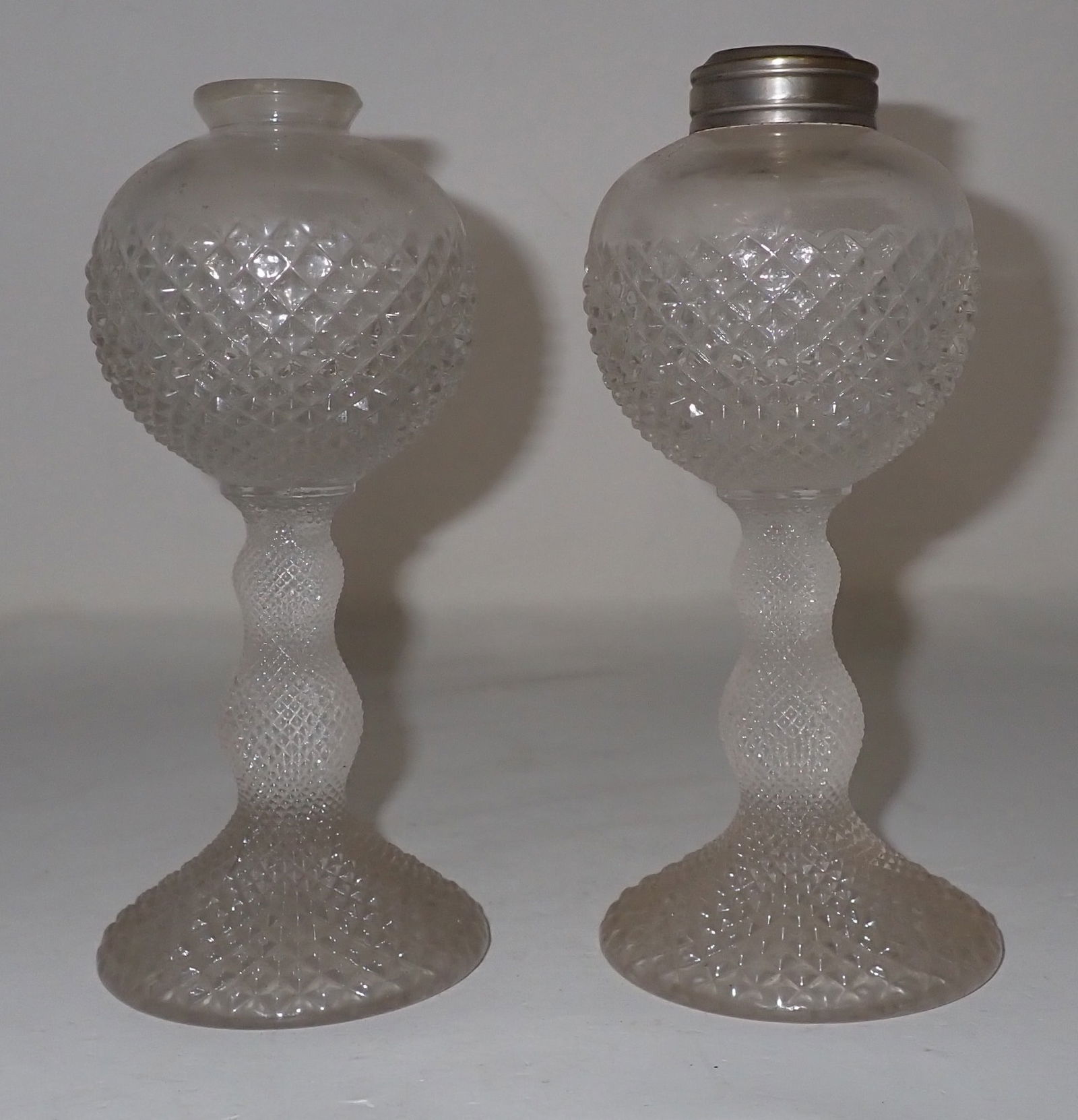 Pair of EAPG Glass Oil Lamps (1 of 4)