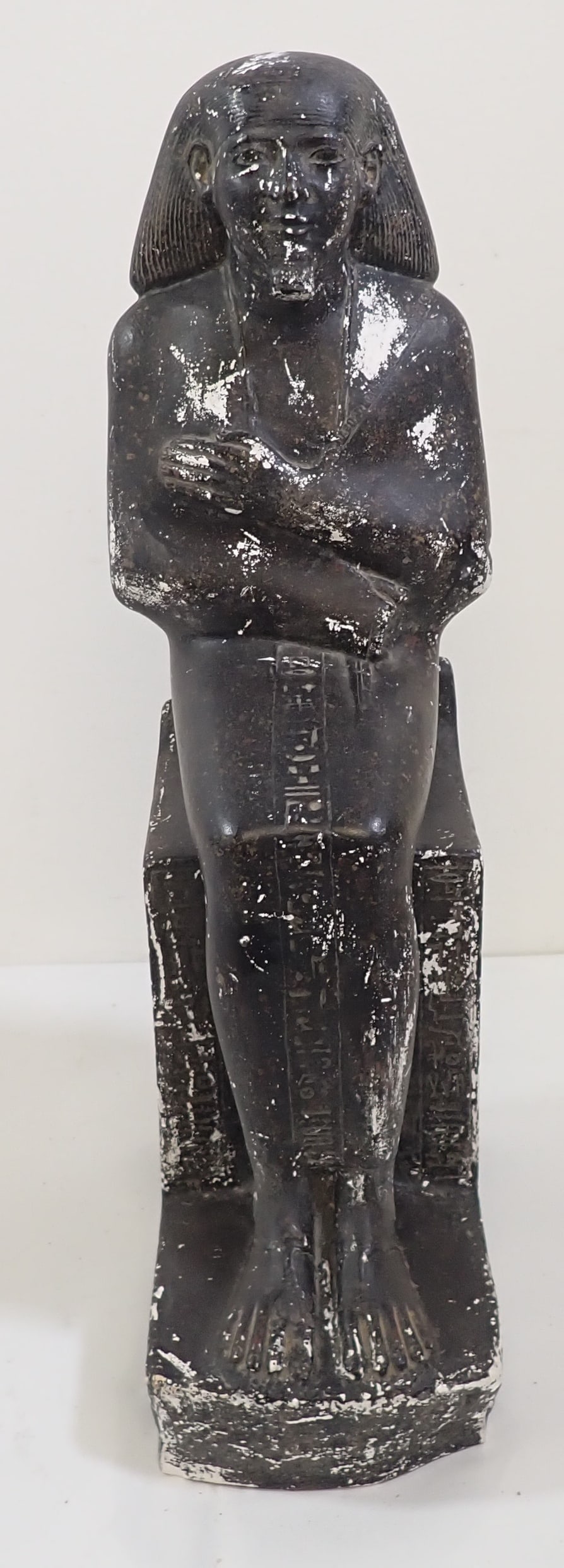 Chalkware Seated Figure Statue: Approx 5" x 9 1/2" x 19 1/2" tall. Shipping available ( $25 handling charge).