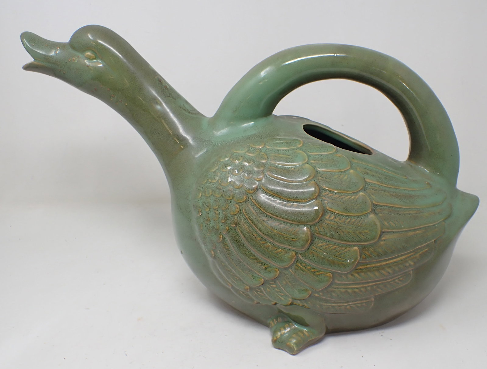 Pottery Duck / Goose Waterer: Apprx 7 1/2" x 17" x 10" tall. Shipping available ($20 handling charge).