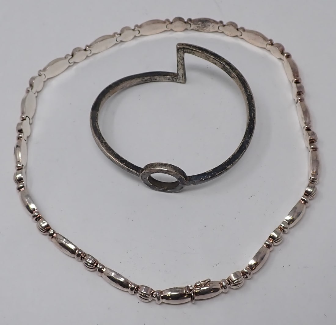 Bracelet & Sterling Silver Necklace: Necklace is apprx 17 1/2" long. Bracelet is not marked or said to be Sterling