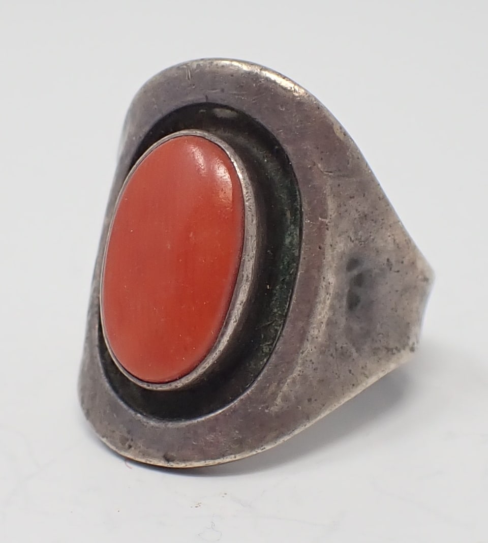 Coral and Sterling Ring (1 of 7)