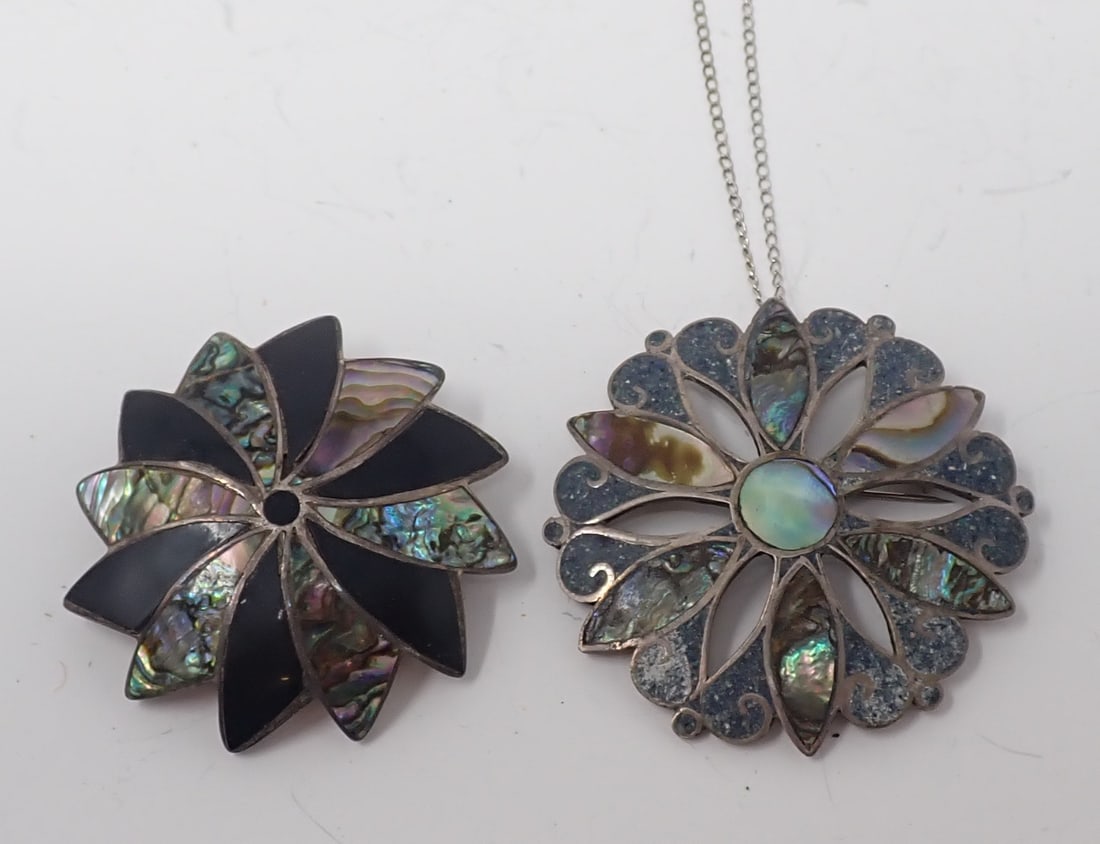 2 Mexican Sterling Pin-Pendants (1 of 8)