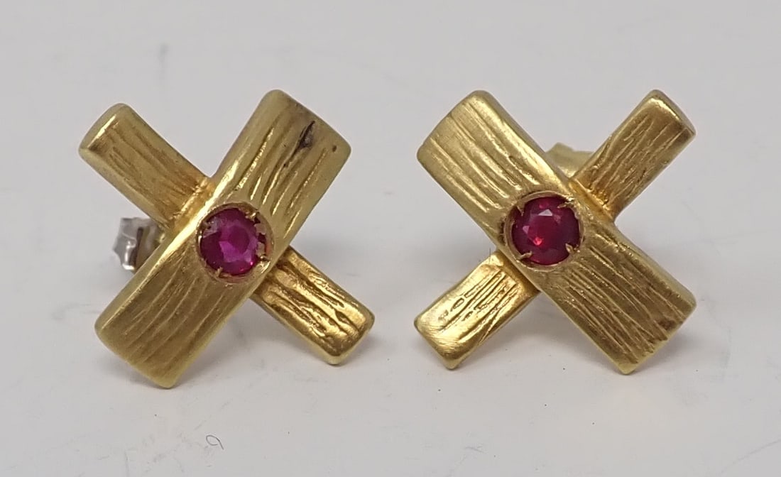 Gold "X" Earrings (1 of 4)