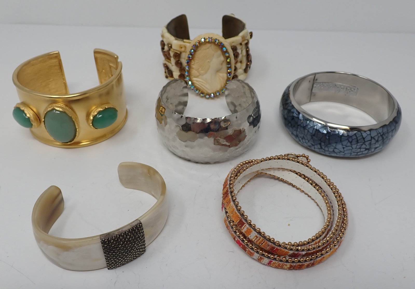 Bracelets: Includes a Kenneth Lane; Deborah Gaspar bangle; sterling, marcasite and horn cuff, etc.