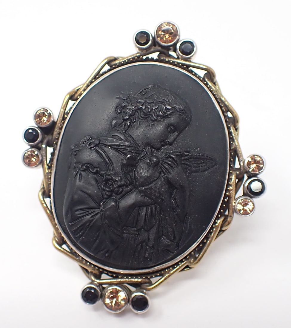 Large Mixed Metal Fashion Ring with Cameo (1 of 4)