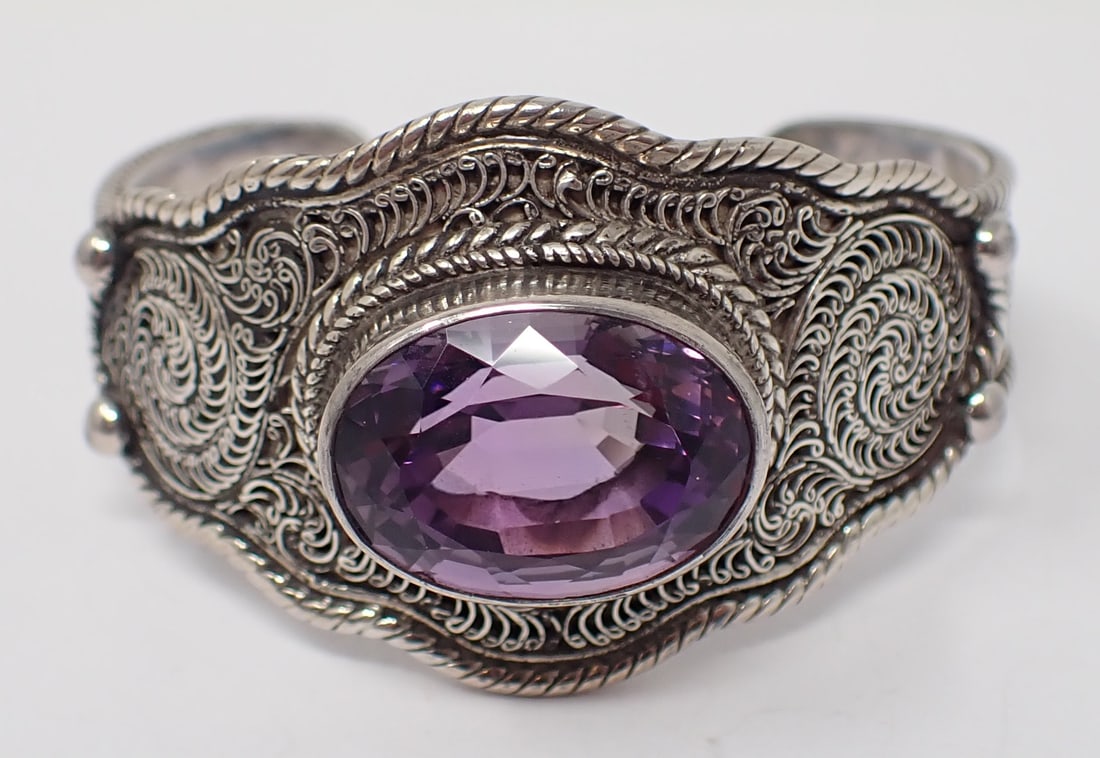 Sterling and Amethyst Cuff Bracelet (1 of 5)