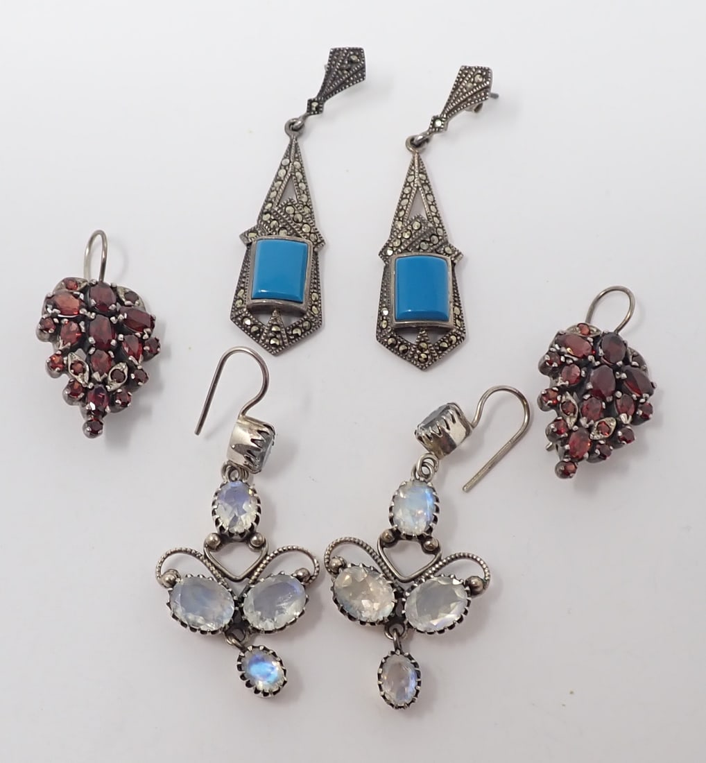 3 Pair of Sterling Drop Earrings (1 of 5)
