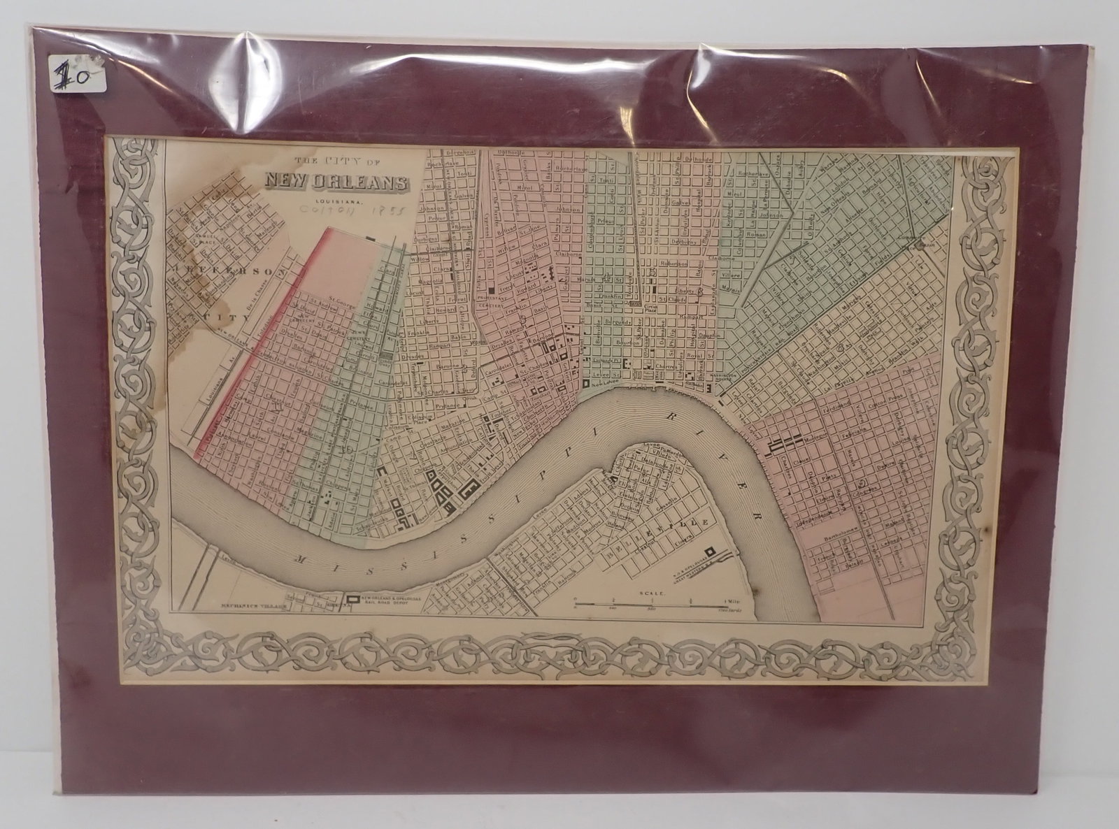 1855 City of New Orleans Map: Approx 11" x 14 3/4". Shipping available