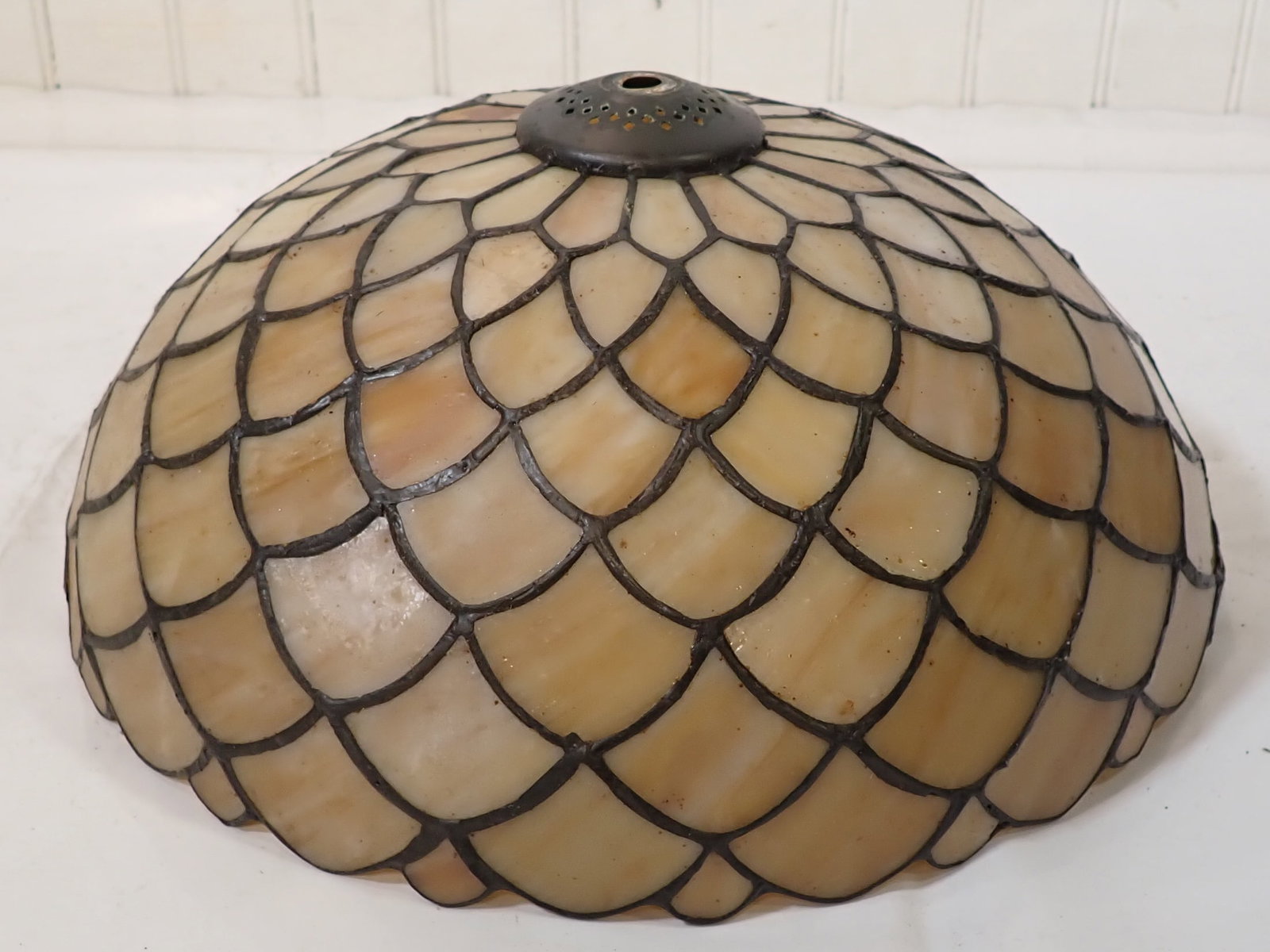Stained Glass Shade: Apprx 12 1/4" in diameter and 5 1/4" tall. Shipping available