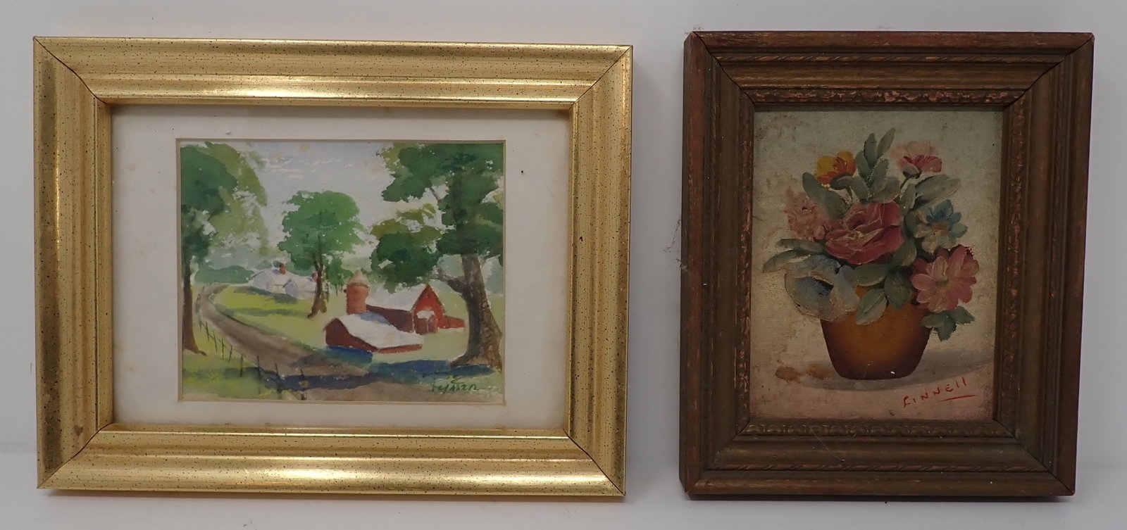 Signed Watercolor & Eric Linnell Oil Painting: Largest is approx 6 1/2" x 8 1/2". Shipping available
