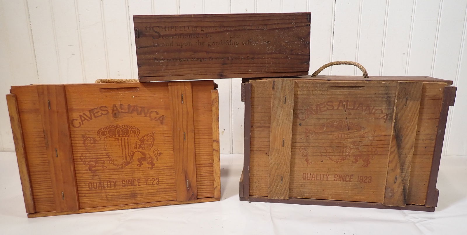 Wood Wine Boxes incl Caves Alianca: Largest are approx 5 1/4" x 14 5/8" x 9 3/4". Shipping available