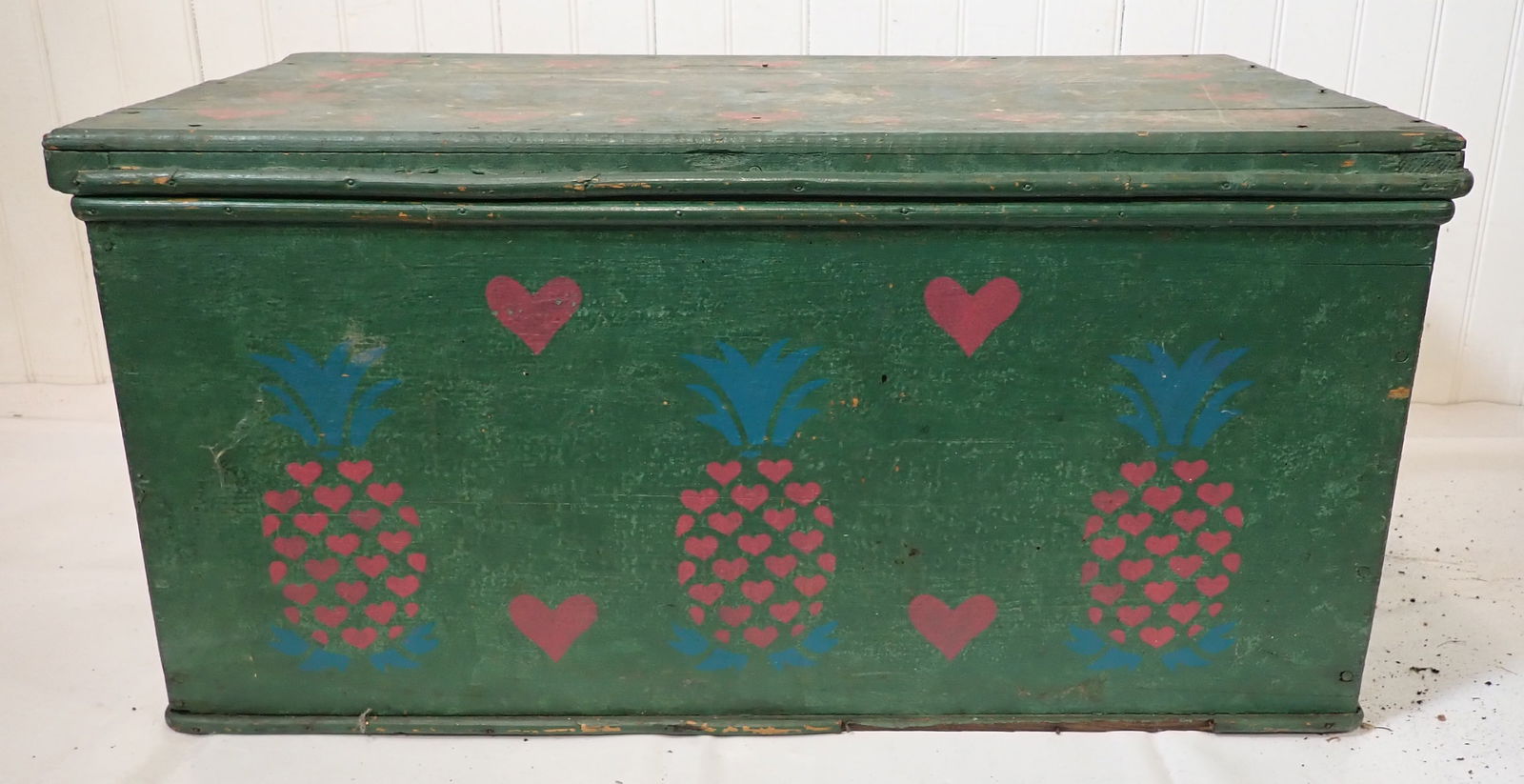 Green Painted Chest w/ Pineapples & Flowers (1 of 8)