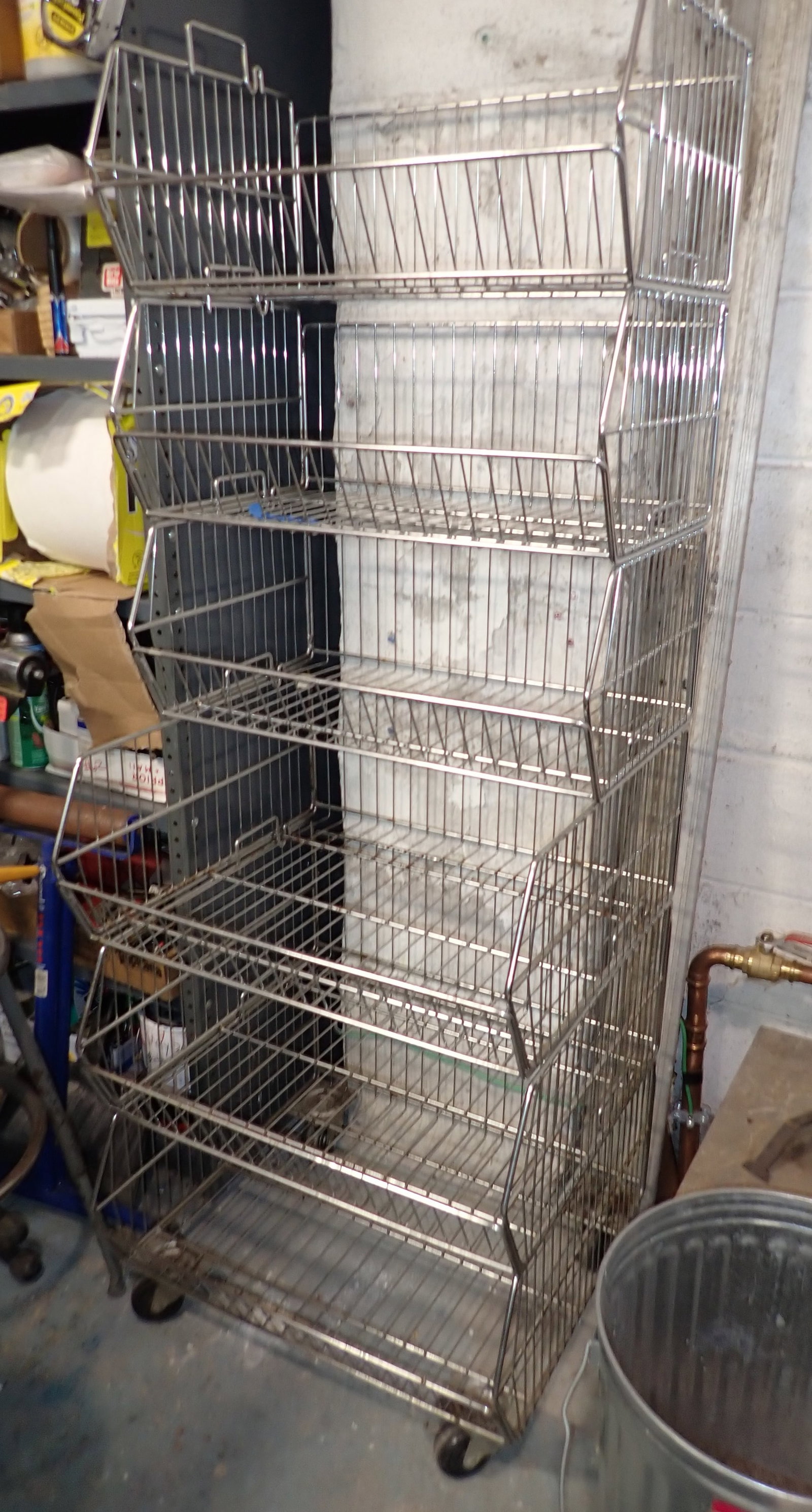 Rolling Chrome Shelf: Approx 23 1/2" x 21 1/2" x 65 1/2" tall. No in house shipping !