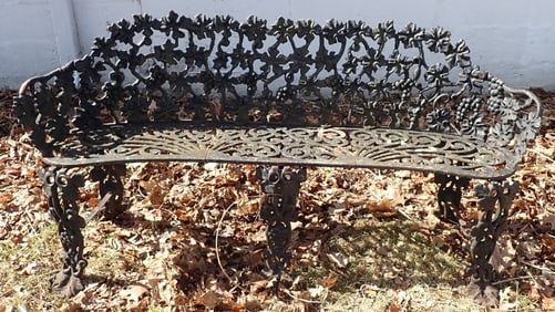 Cast Iron Garden Bench w/ Grape Motif