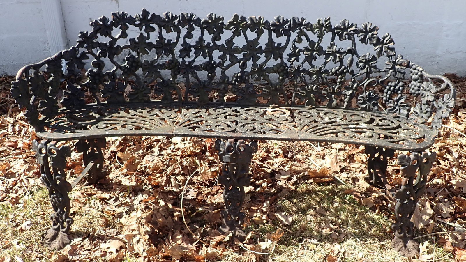 Cast Iron Garden Bench w/ Grape Motif (1 of 6)