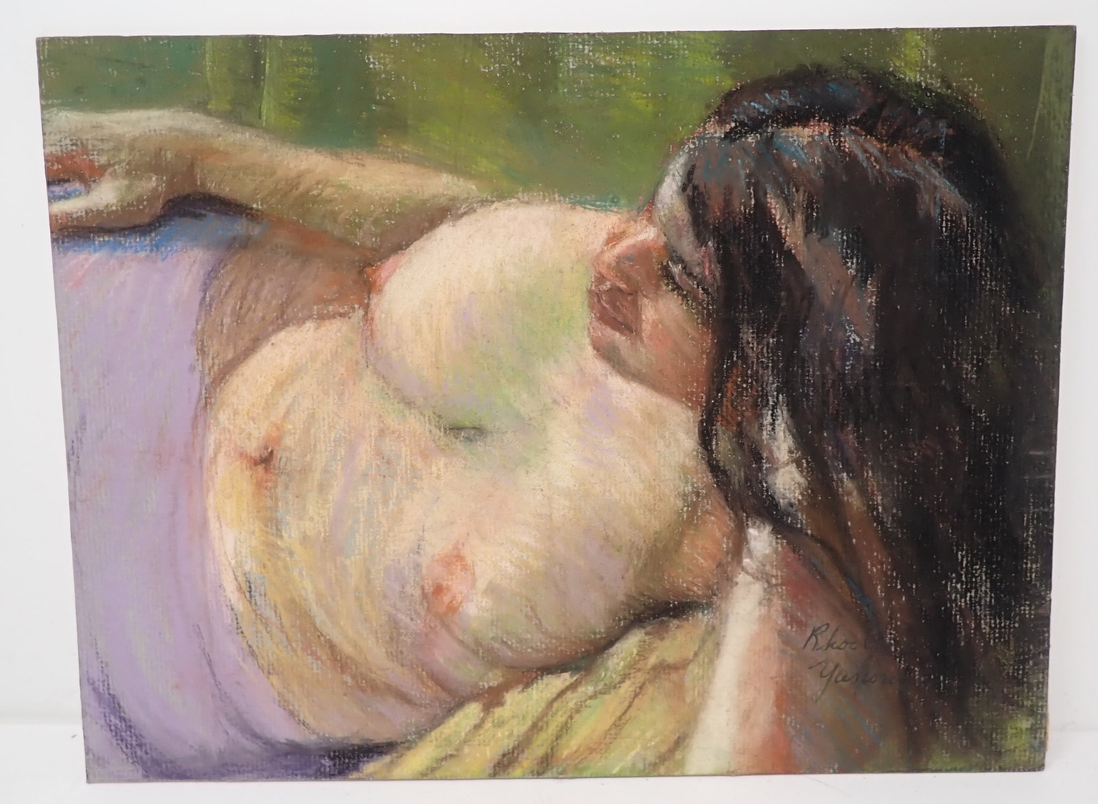 Rhoda Yanow Nude Pastel: On cardboard - Approx 9" x 12". Shipping available