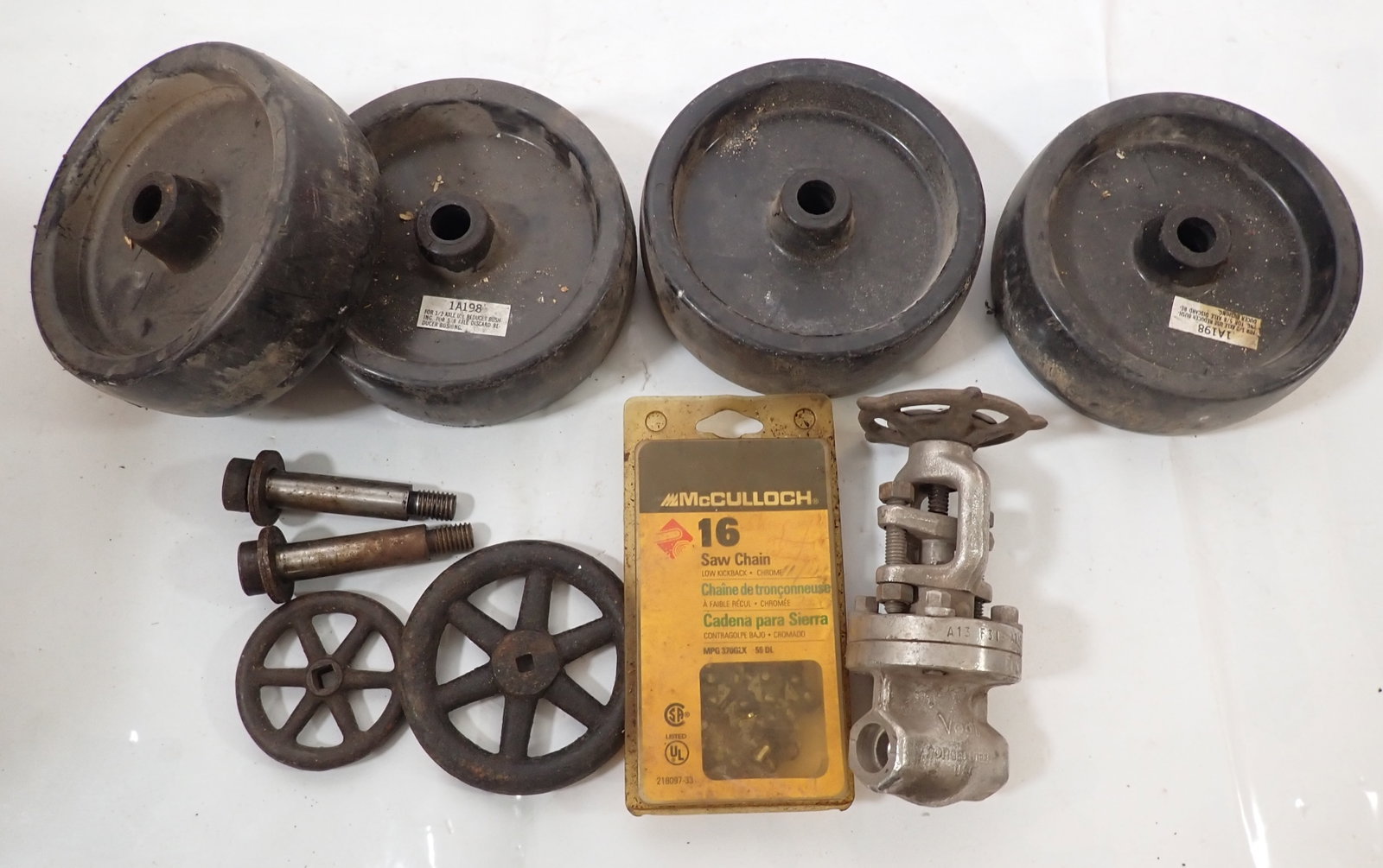 Mower Deck Wheels McCulloch Chain Vogt Fire Sprinkler: Wheels are apprx 2" wide and 5 3/4" in diameter. Shipping available