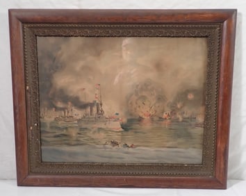 1898 Battle of Manila Xanthus Smith Lithograph