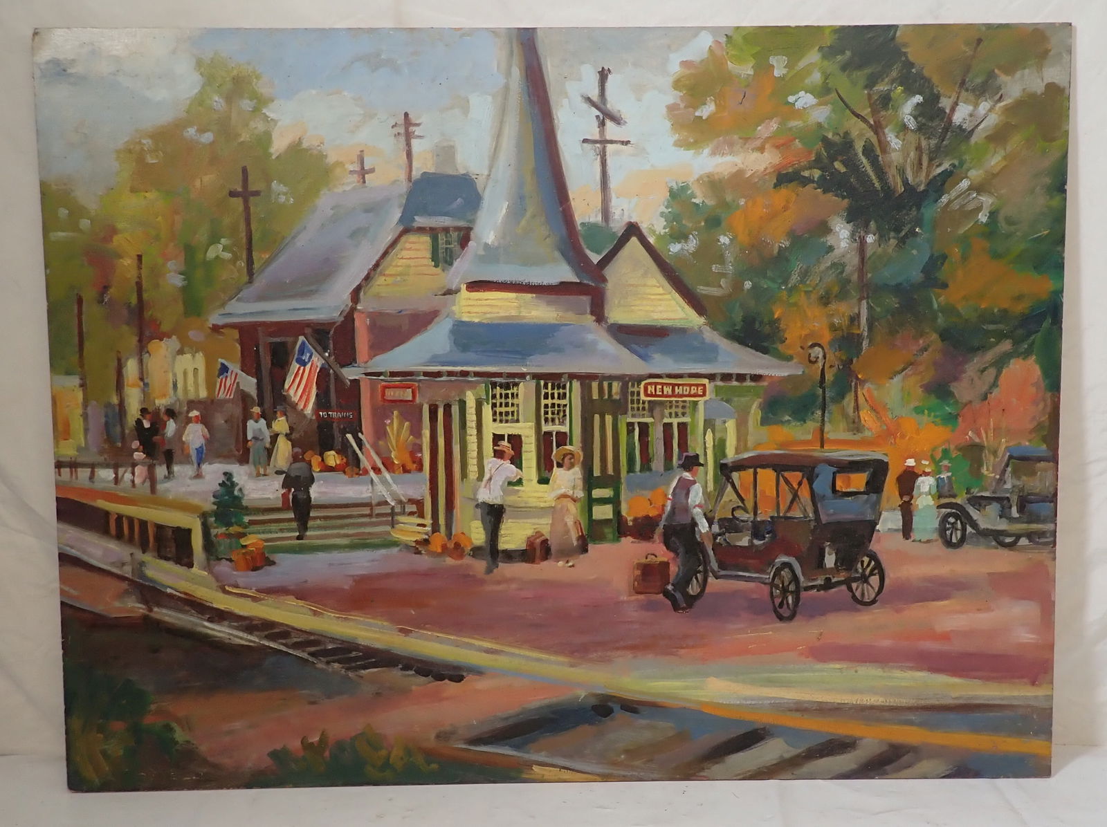 John Reilly New Hope PA Train Station Oil Painting (1 of 6)