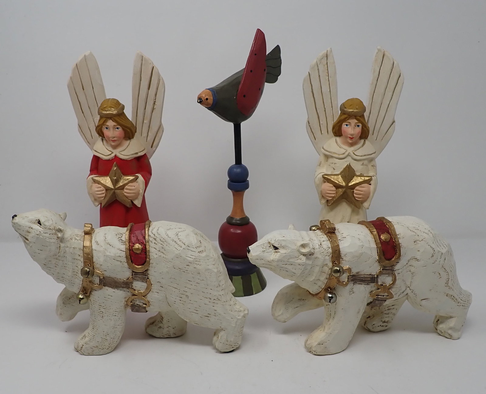 Polar Bears Folk Art Bird Derek Adams Angels: Tallest is apprx 10 1/4". Shipping available