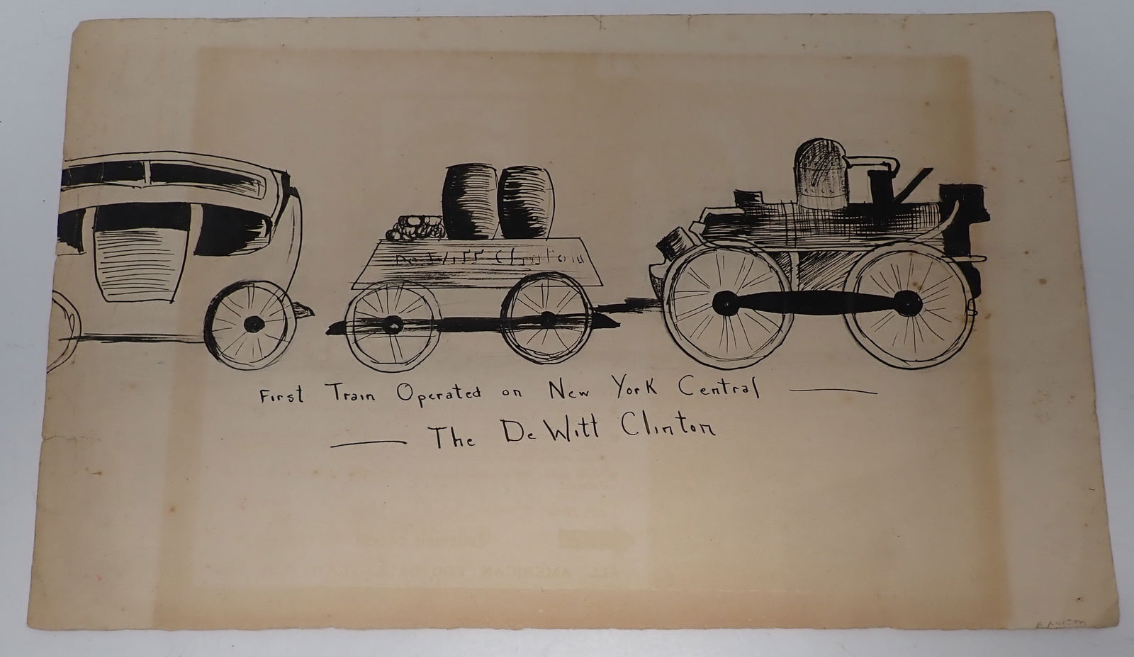 First Train Operated on NYC The DeWitt Clinton Pen & Ink (1 of 1)
