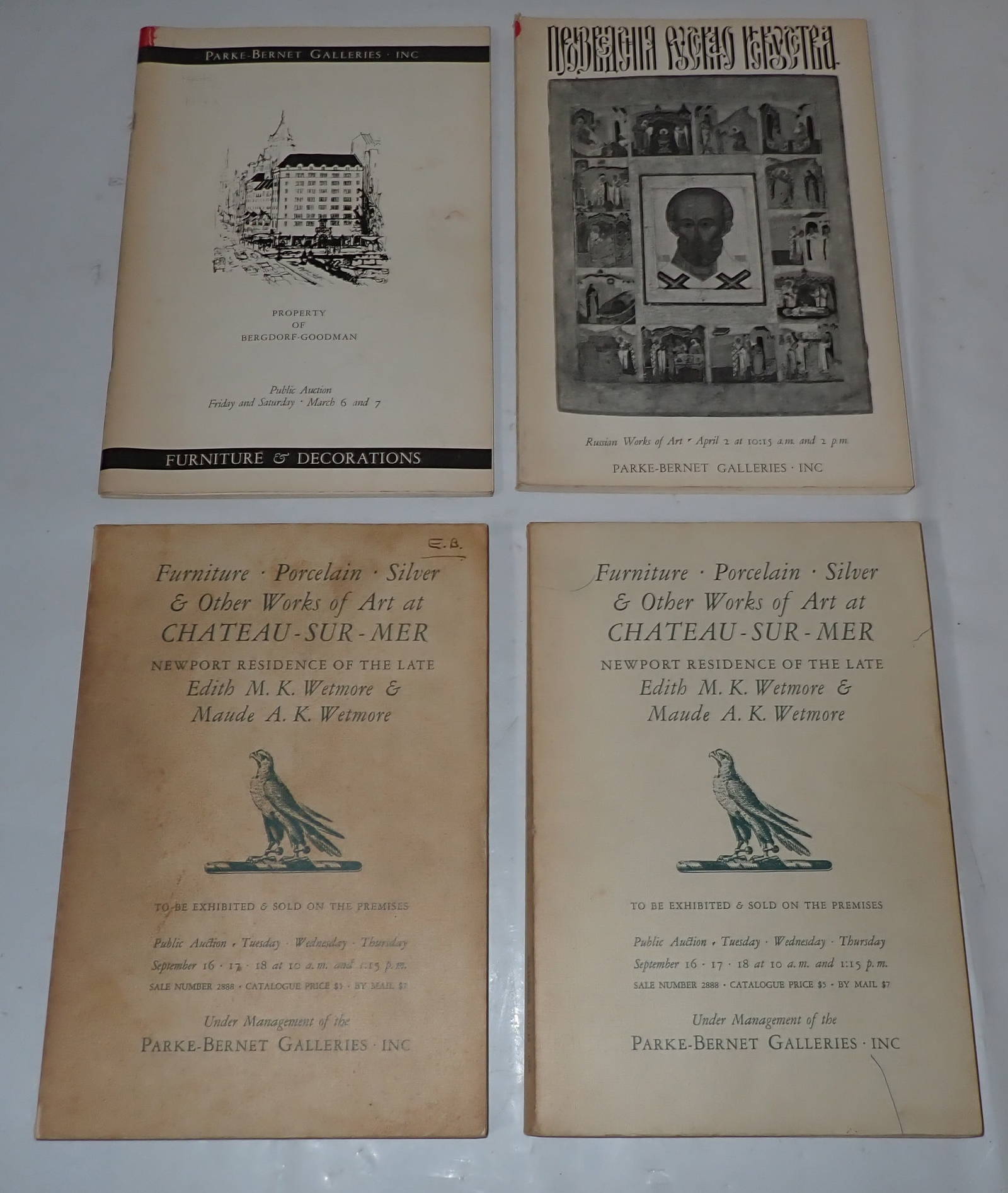 Parke Auction Catalogs Incl Porcelain Silver Auction