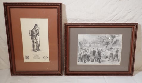 2 Civil War Prints incl Signed University Greys