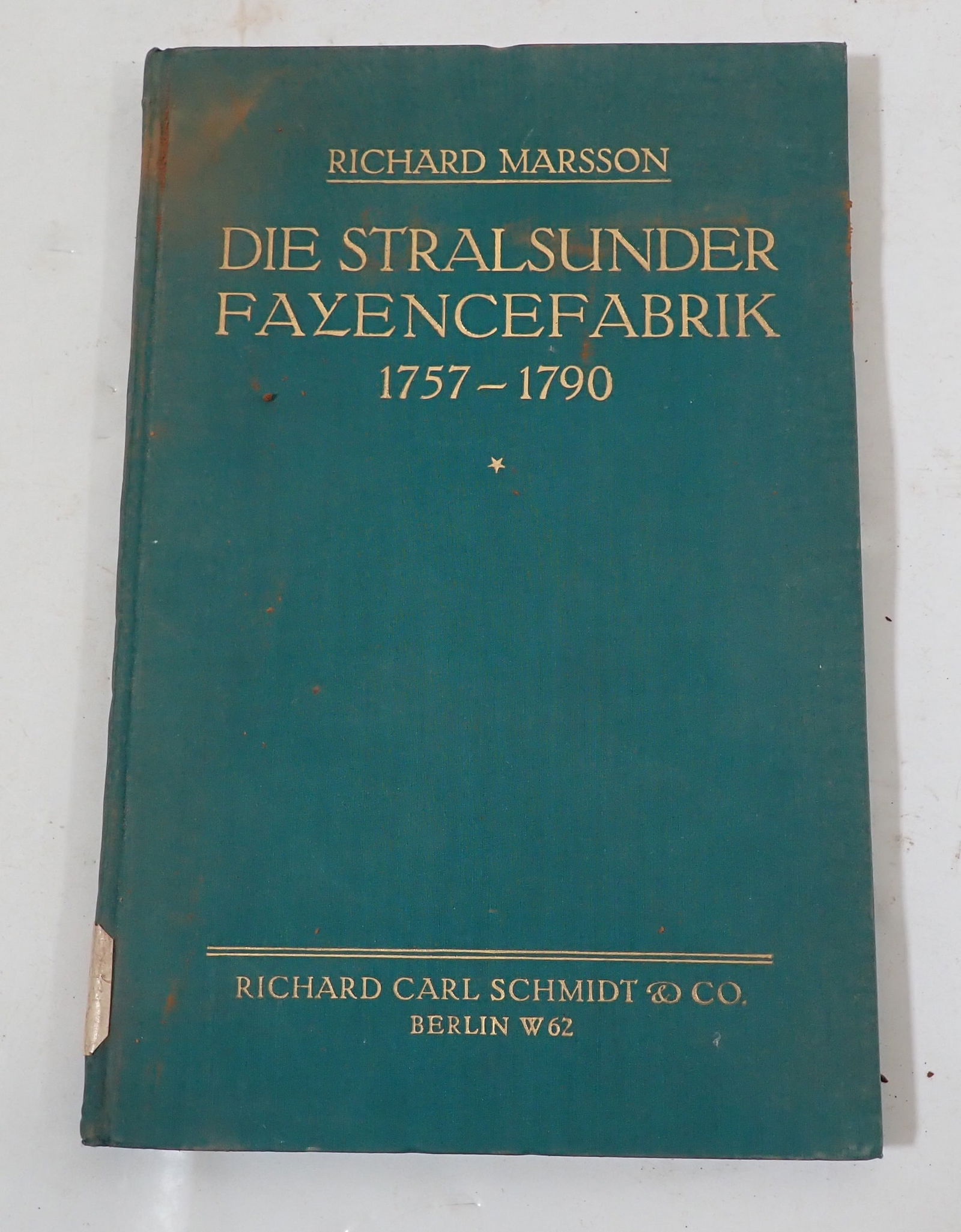 1928 The Stralsund faience Factory Book by Richard Marsson: German book by Richard Marsson - Shipping available