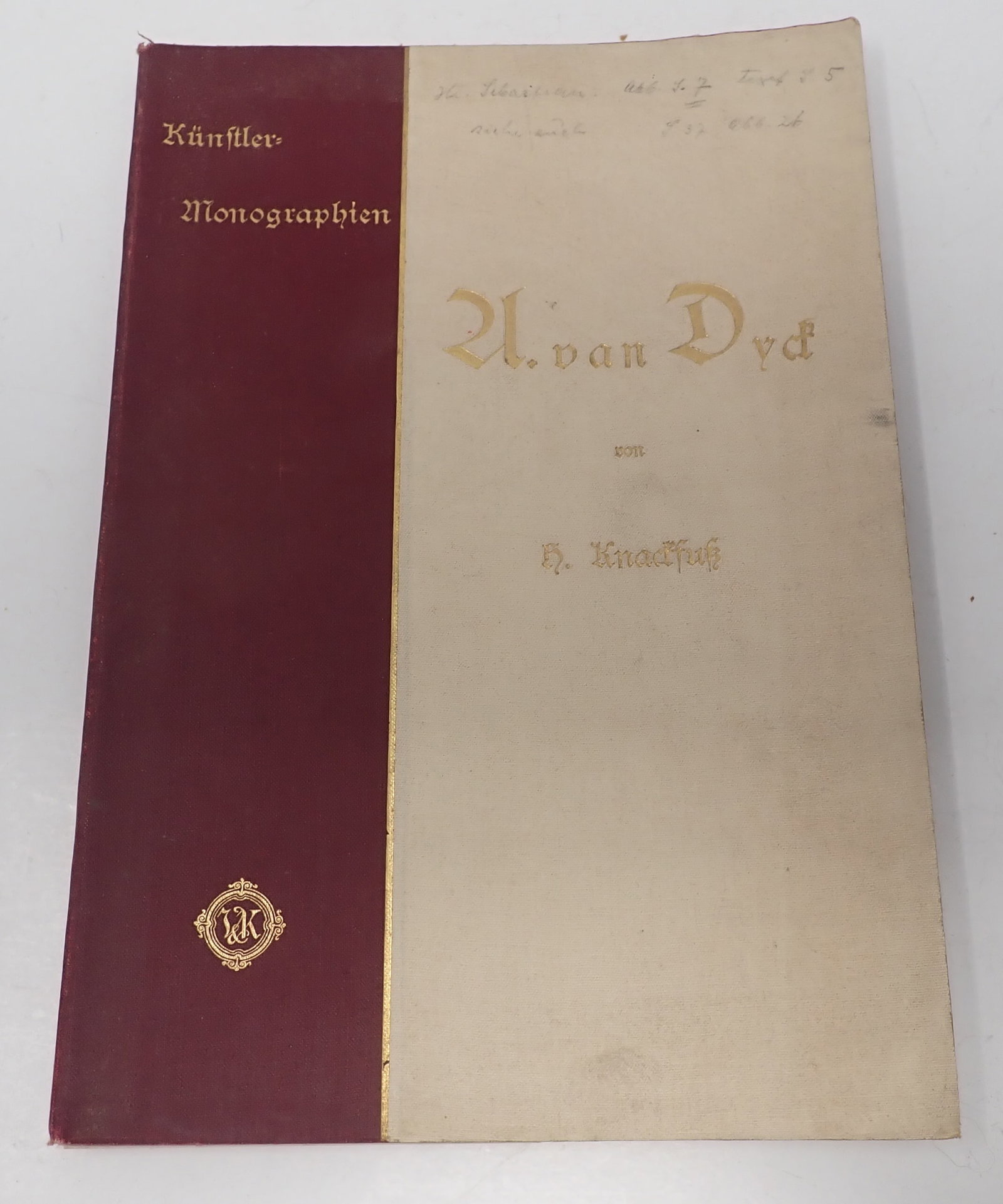 1896 Artist Monographs Book A. Van Dyck: German Book - Shipping available