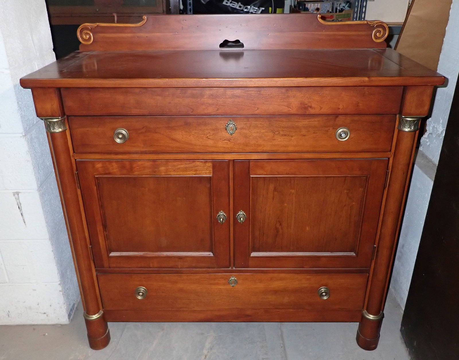 Lexington Sideboard: Approx 19" x 45 1/2"x 45 3/4" tall. No in house shipping ! Bring help to remove !